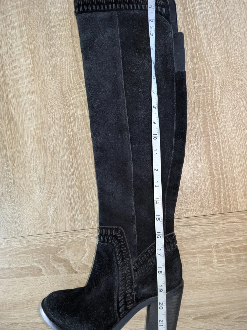 Over-the-Knee Black Suede Block Heel Boots
